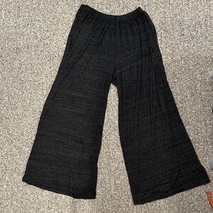 Comfy USA Flowy Black Heathered Wide-Leg Pants Elastic Waist Stretch to 42 inch